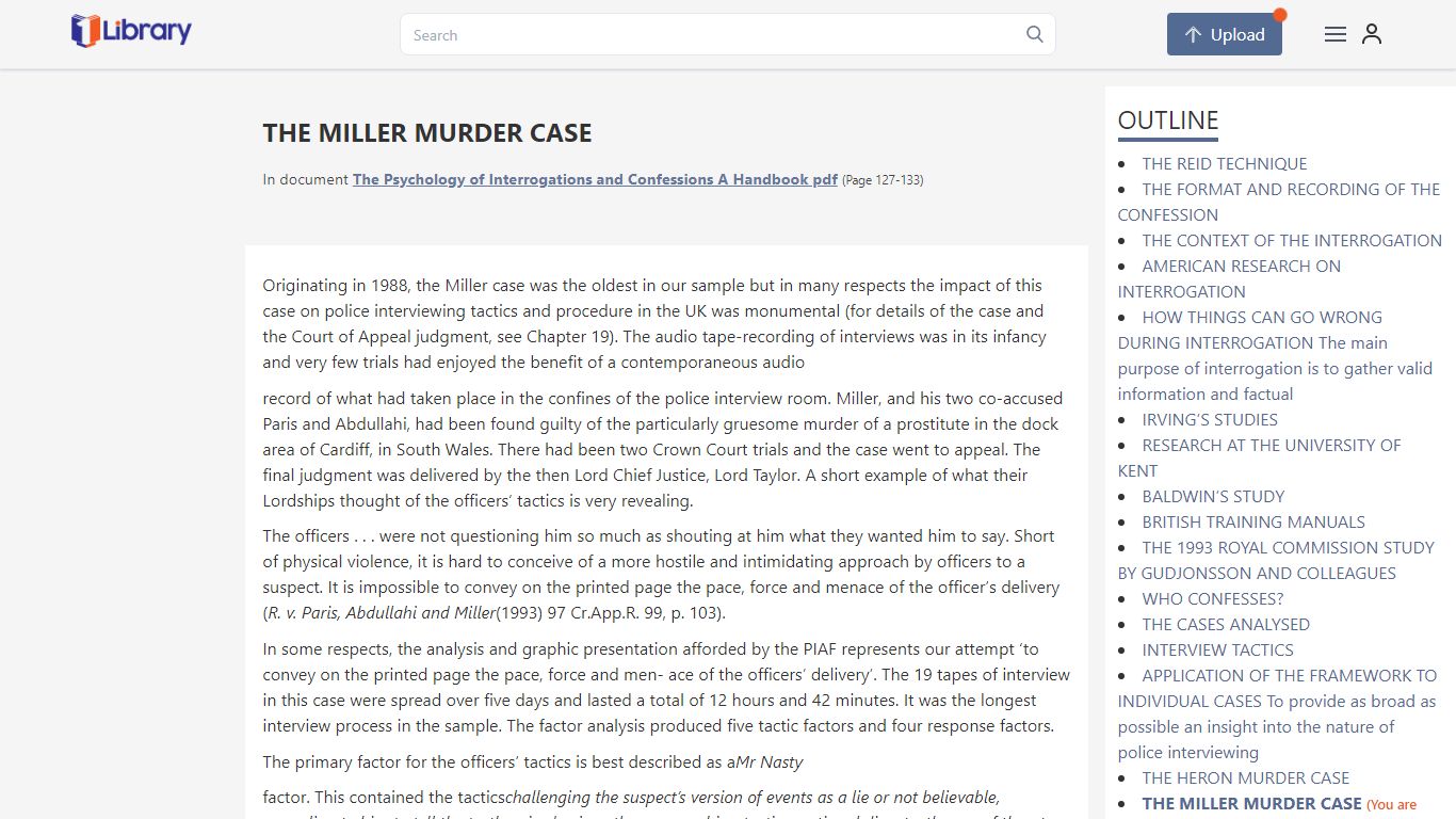 THE MILLER MURDER CASE - The Psychology of Interrogations ... - 1Library